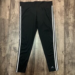 Adidas Climalite Black Leggings with Signature Stripes
